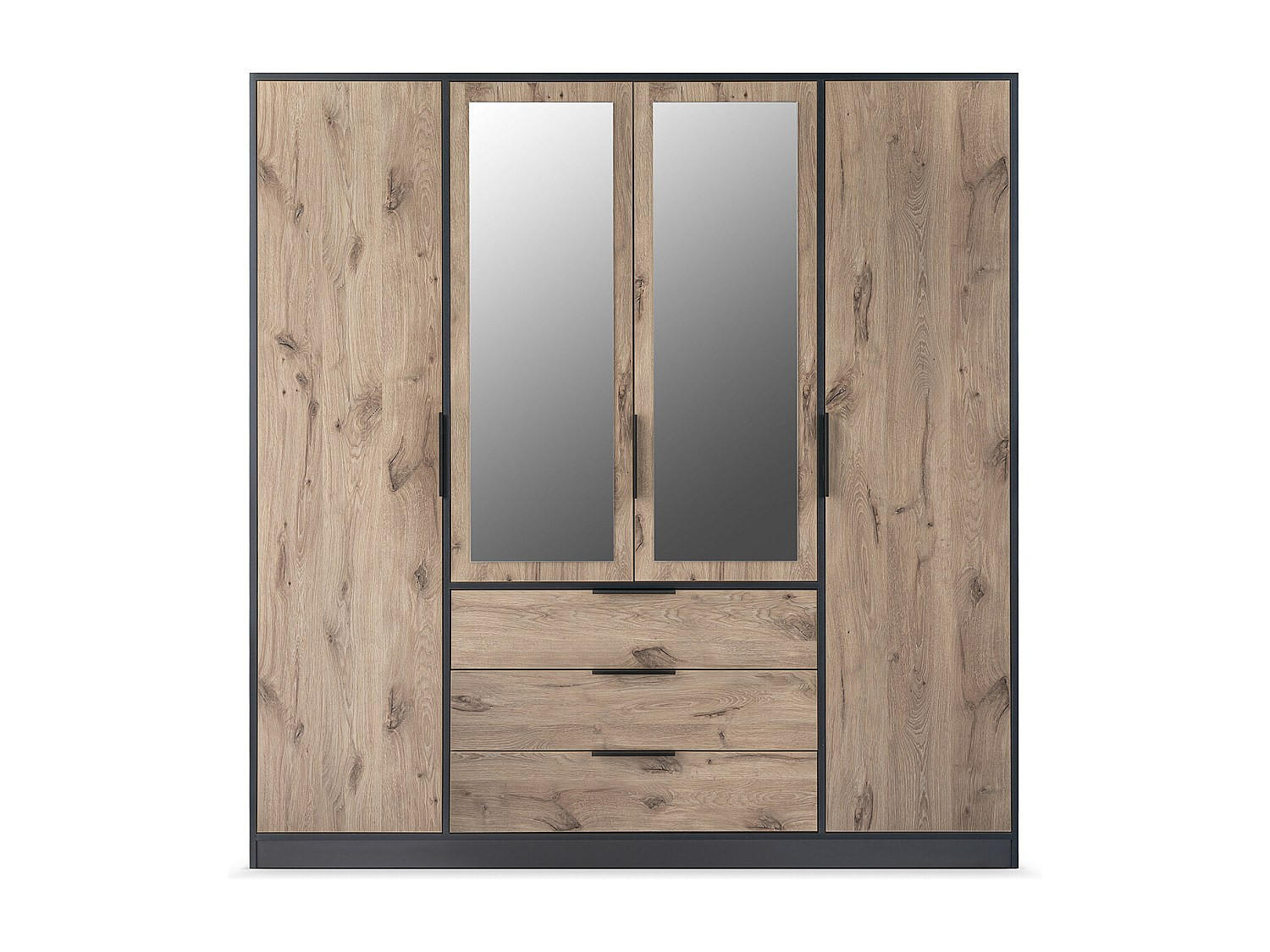 KLEIDERSCHRANK - 196 cm x 58 cm - holz - schwarz, naturfarben hell Lamiki - Schwarz/Naturfarben, Holz (196/200/58cm) - Vente-Unique