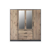 KLEIDERSCHRANK - 196 cm x 58 cm - holz - schwarz, naturfarben hell Lamiki - Schwarz/Naturfarben, Holz (196/200/58cm) - Vente-Unique