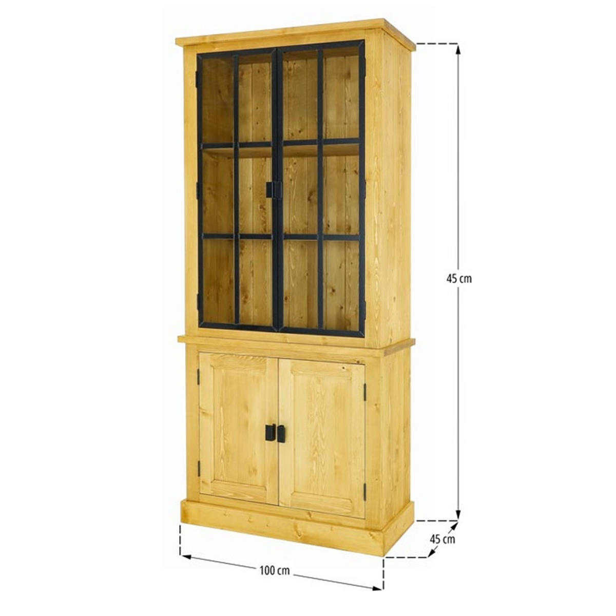 VITRINE aus Massivholz Industrial - Honig, Holz (100/223/45cm) - Seart