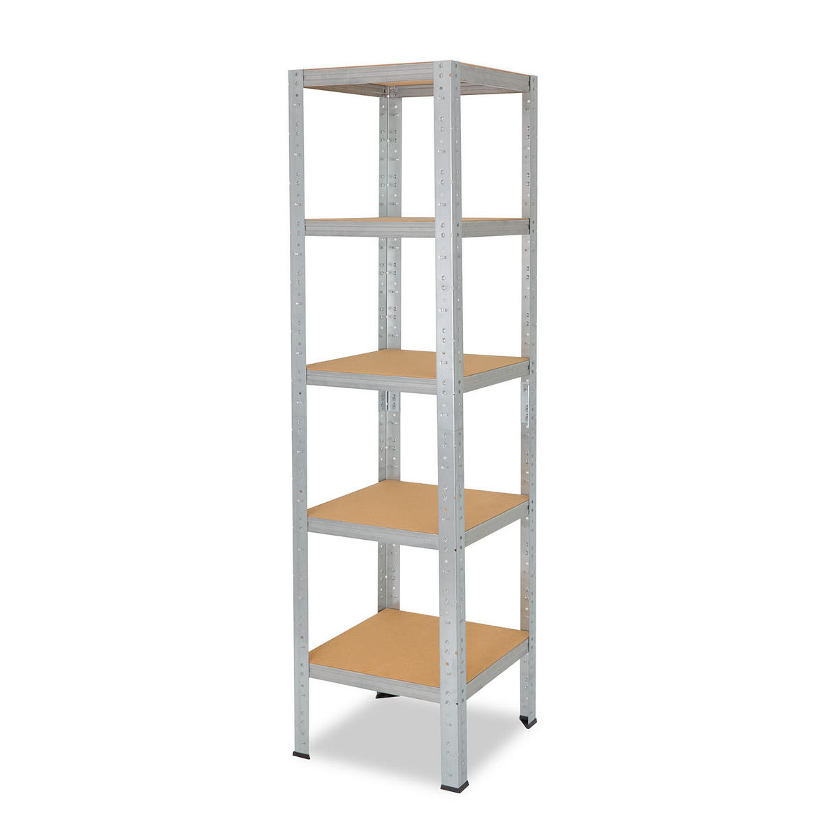 SCHWERLASTREGAL HOME 155x30x30 cm in verzinkt mit 5 Böden und 175 kg Traglast pro Boden - Silberfarben, Metall (30/155/30cm) - shelfplaza