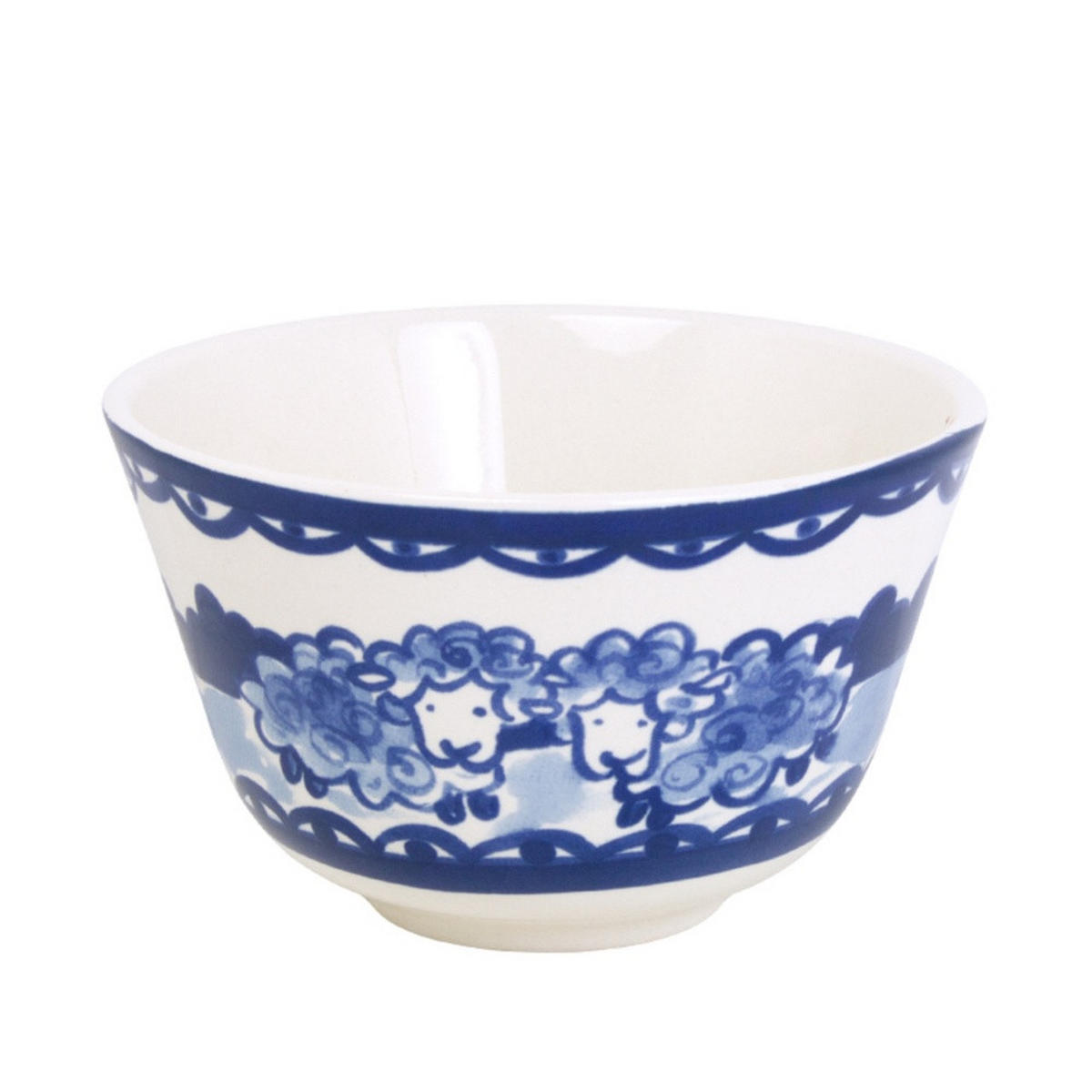 SCHALE Blume in weiß/blau - 14cm - Multicolor, Keramik (14.3/9/14.3cm) - Blond Amsterdam