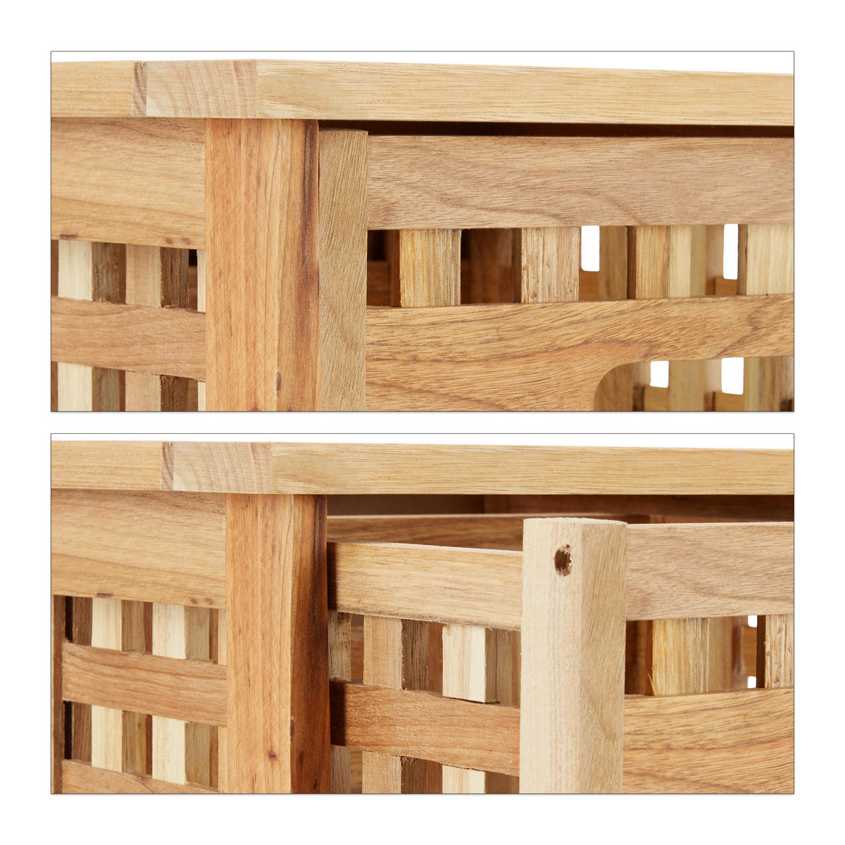 BEISTELLTISCH - Hellbraun, Glas/Holz (34/34/34cm) - Relaxdays
