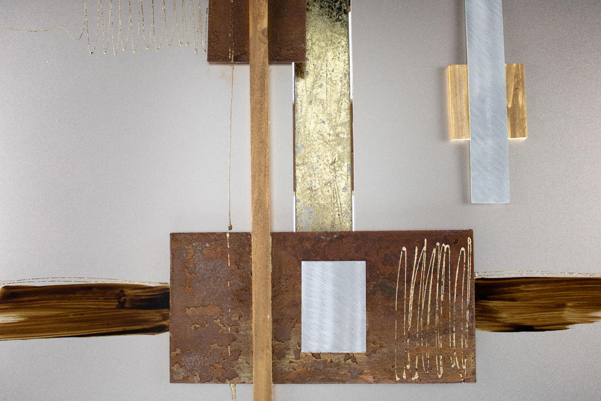 WANDDEKO Braun 83/83 cm - Goldfarben/Braun, Metall (83/83/6cm) - KUNSTLOFT
