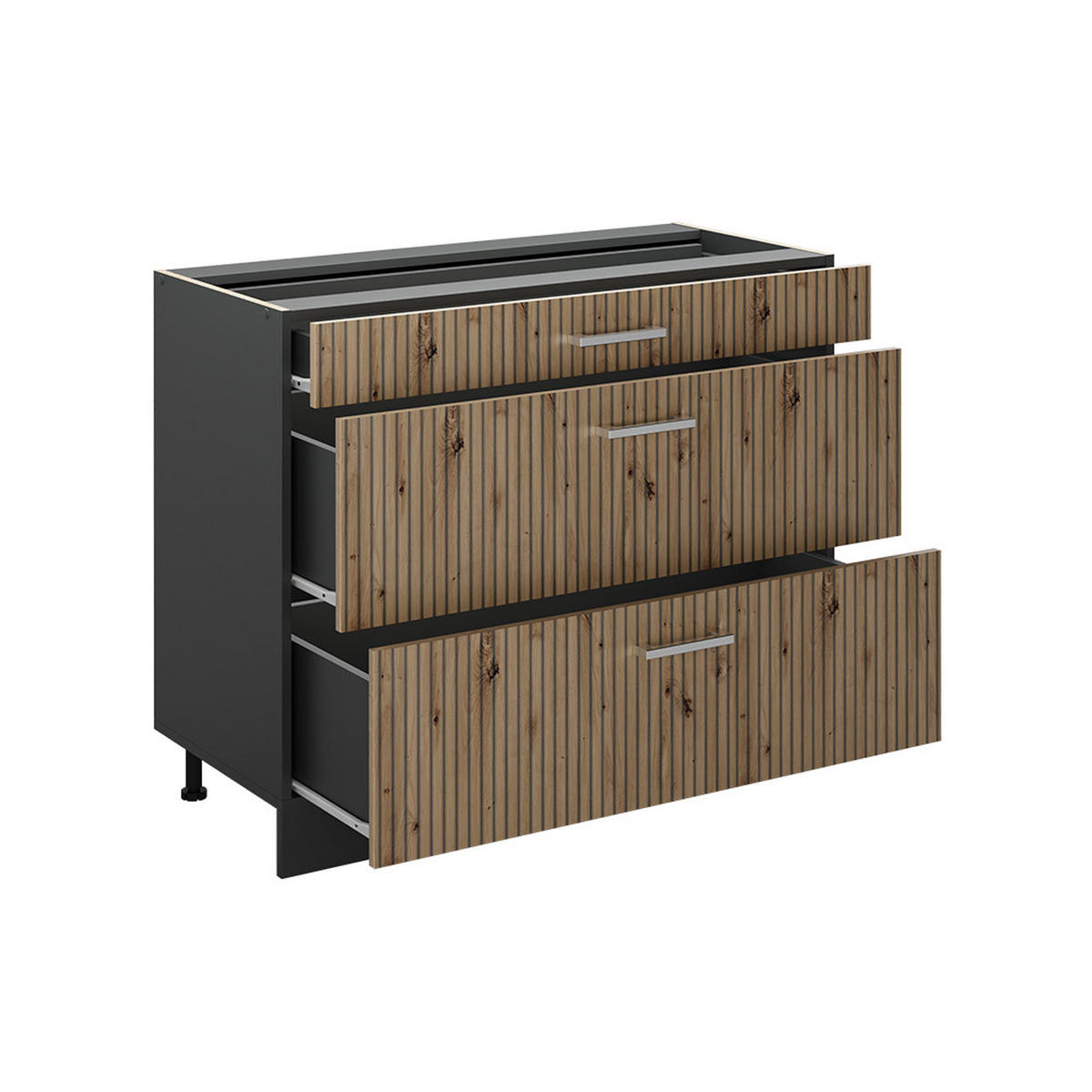 SPODNÍ SKŘÍŇKA KUCHYŇSKÉ LINKY R-Line, Řemeslný dub/Antracit, 100 cm pracovná doska Mramor - antracitová/dub artisan, kompozitní dřevo (100/81.6/60cm) - Vicco