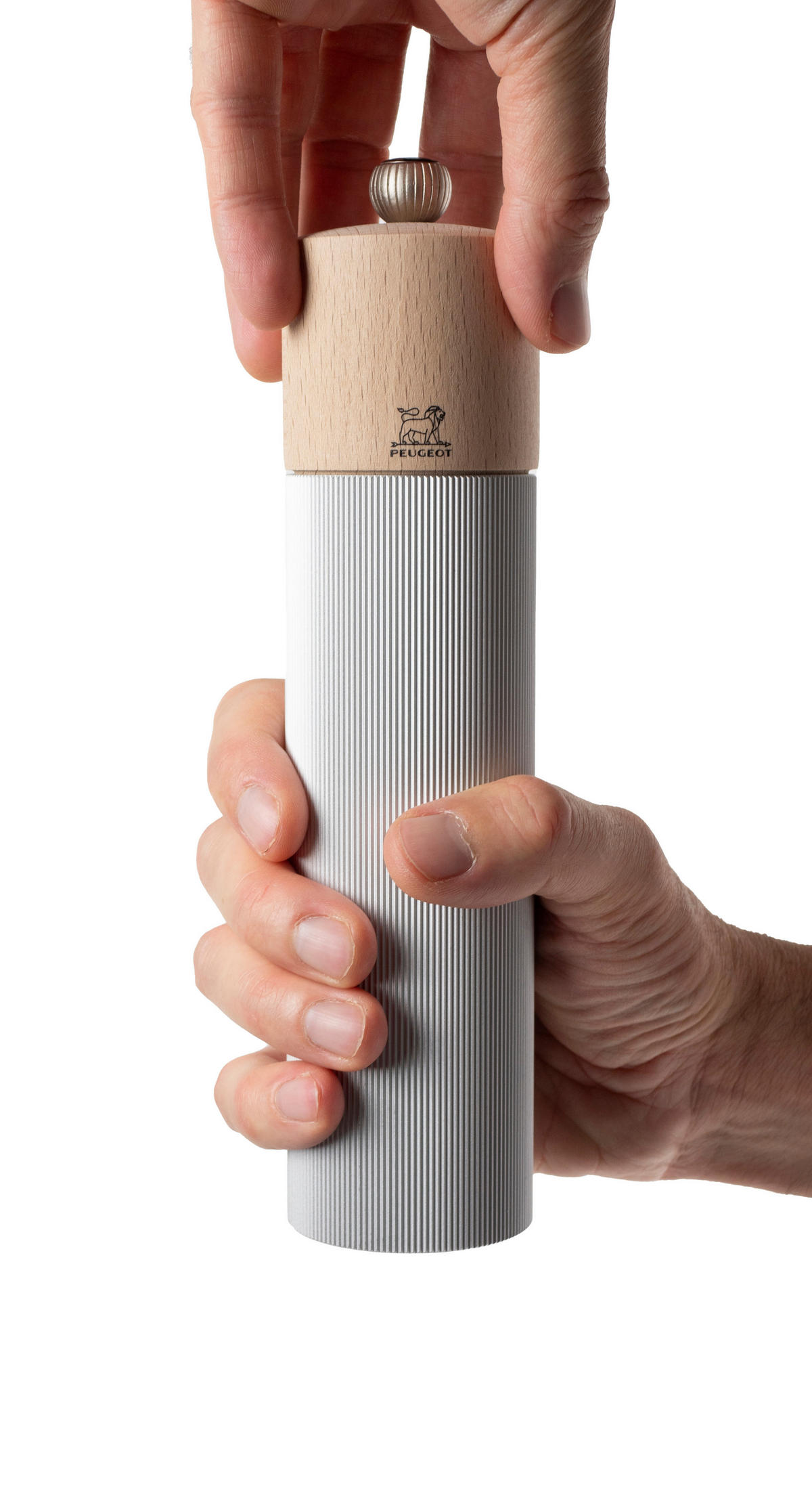 SALZMÜHLE Line 22cm Aluminium Buchenholz Natur Stahlmahlwerk - Grau, Metall (5.2/22/5.2cm) - PEUGEOT