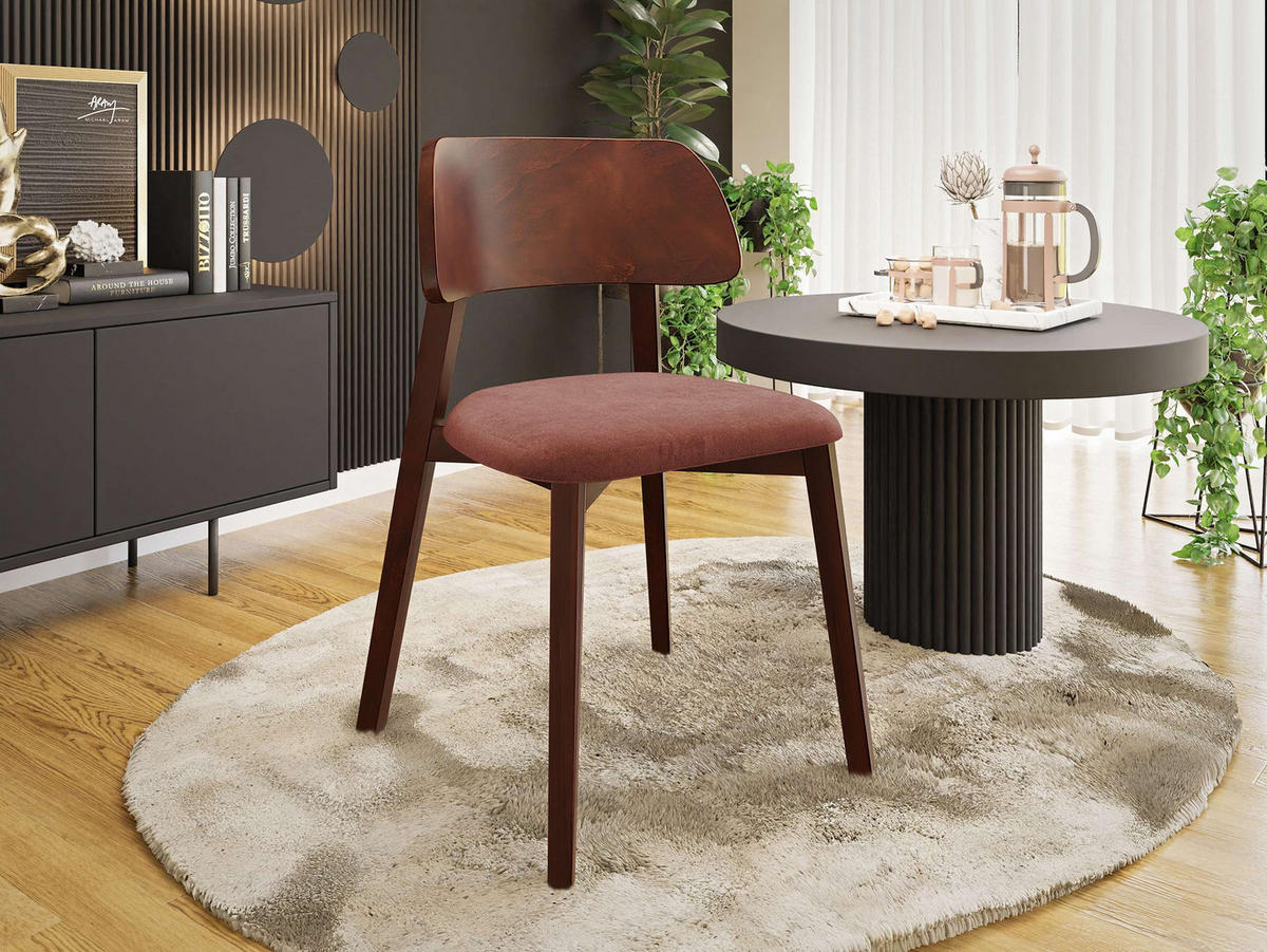 POLSTERSTUHL Dario, Holzfarbe: Nuss - Nussbaumfarben/Braun, Holz/Textil (47/80/50cm) - MIRJAN24