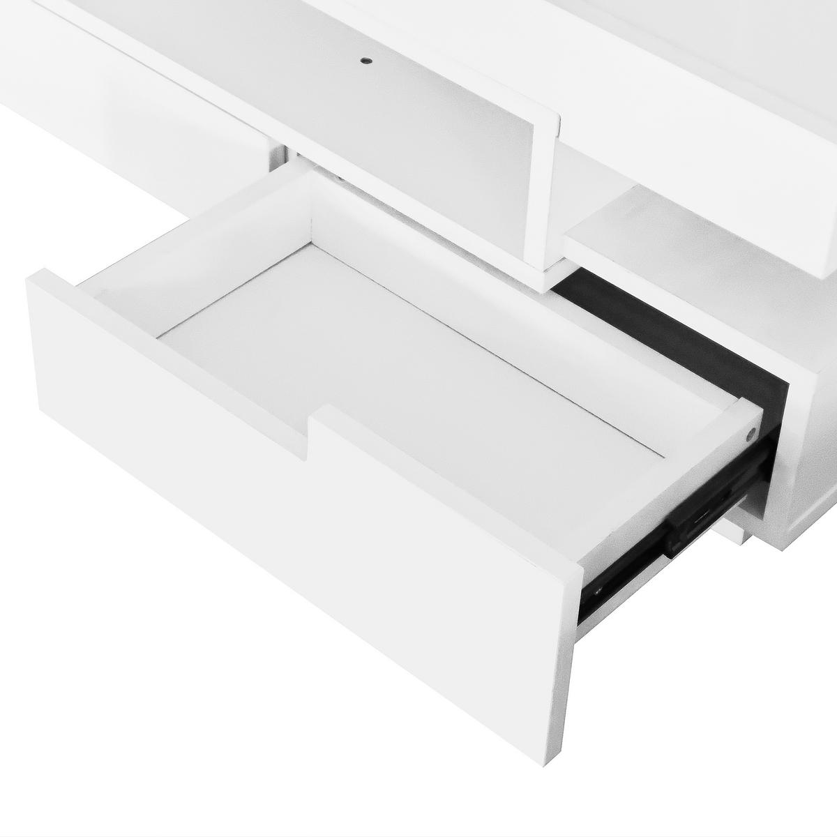 COUCHTISCH 80/50/36 cm hochglänzend mit LED-Lichtleiste und 4 Schubladen - Weiß, Holzwerkstoff (80/50/36cm) - OKWISH