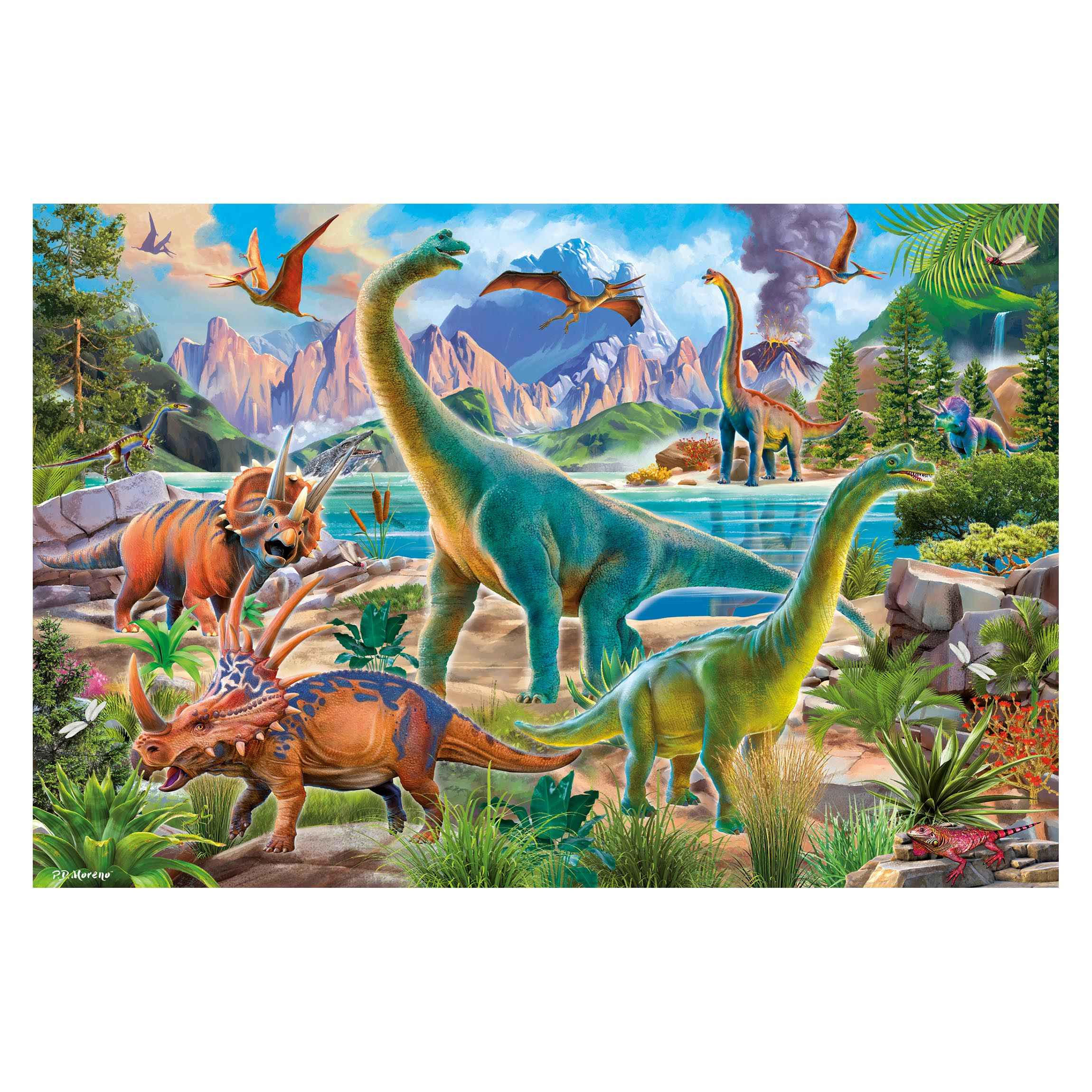 FOTOTAPETE Brachiosaurus und Tricaterops 336/225 cm - Multicolor, Papier (336/225cm) - Bilderwelten