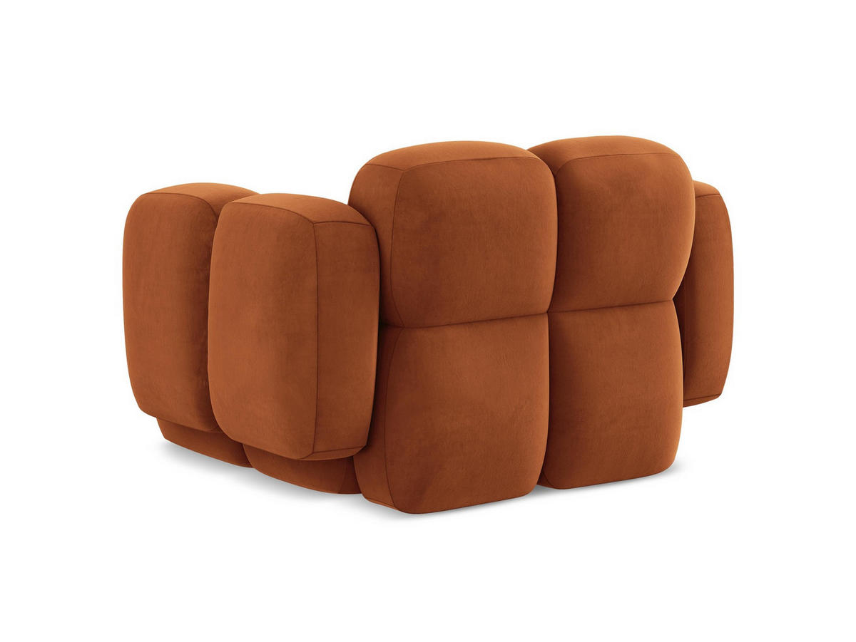 SESSEL Samt Stoff Orange - Terra cotta/Schwarz, Holzwerkstoff/Kunststoff (120/72/115cm) - Makamii