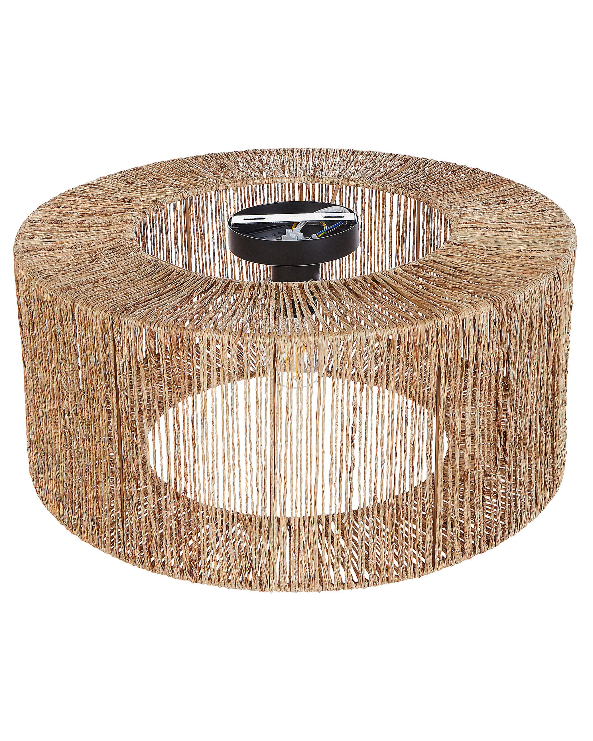 DECKENLAMPE Naturfarben/Schwarz Sewa - Schwarz/Naturfarben, Naturmaterialen (50/50/22cm) - Beliani