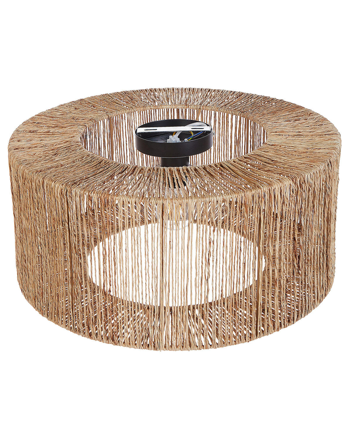 DECKENLAMPE Naturfarben/Schwarz Sewa - Schwarz/Naturfarben, Naturmaterialien (50/50/22cm) - Beliani
