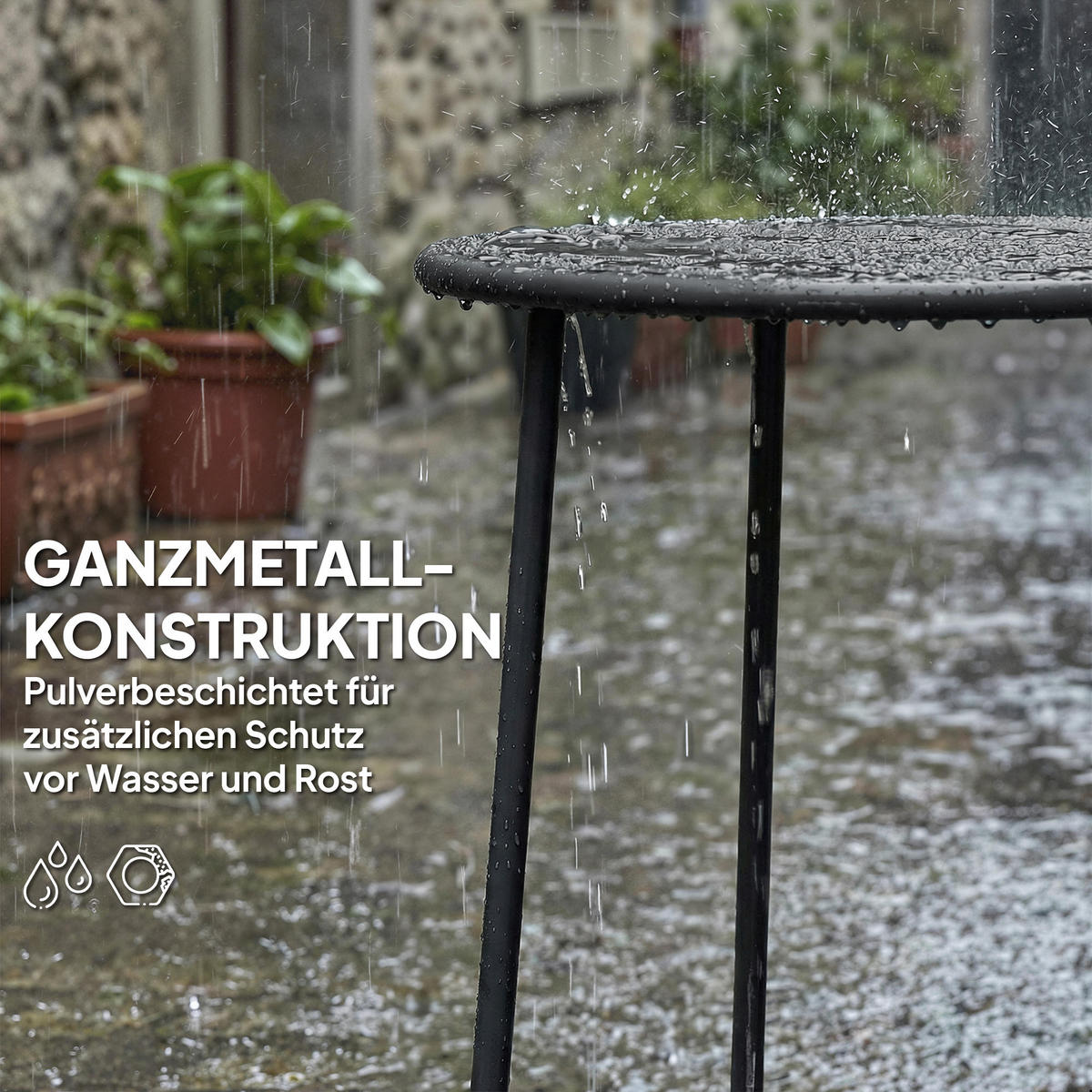 GARTENTISCH Metall Schwarz - Schwarz, Metall (50/50/45.5cm) - Outsunny