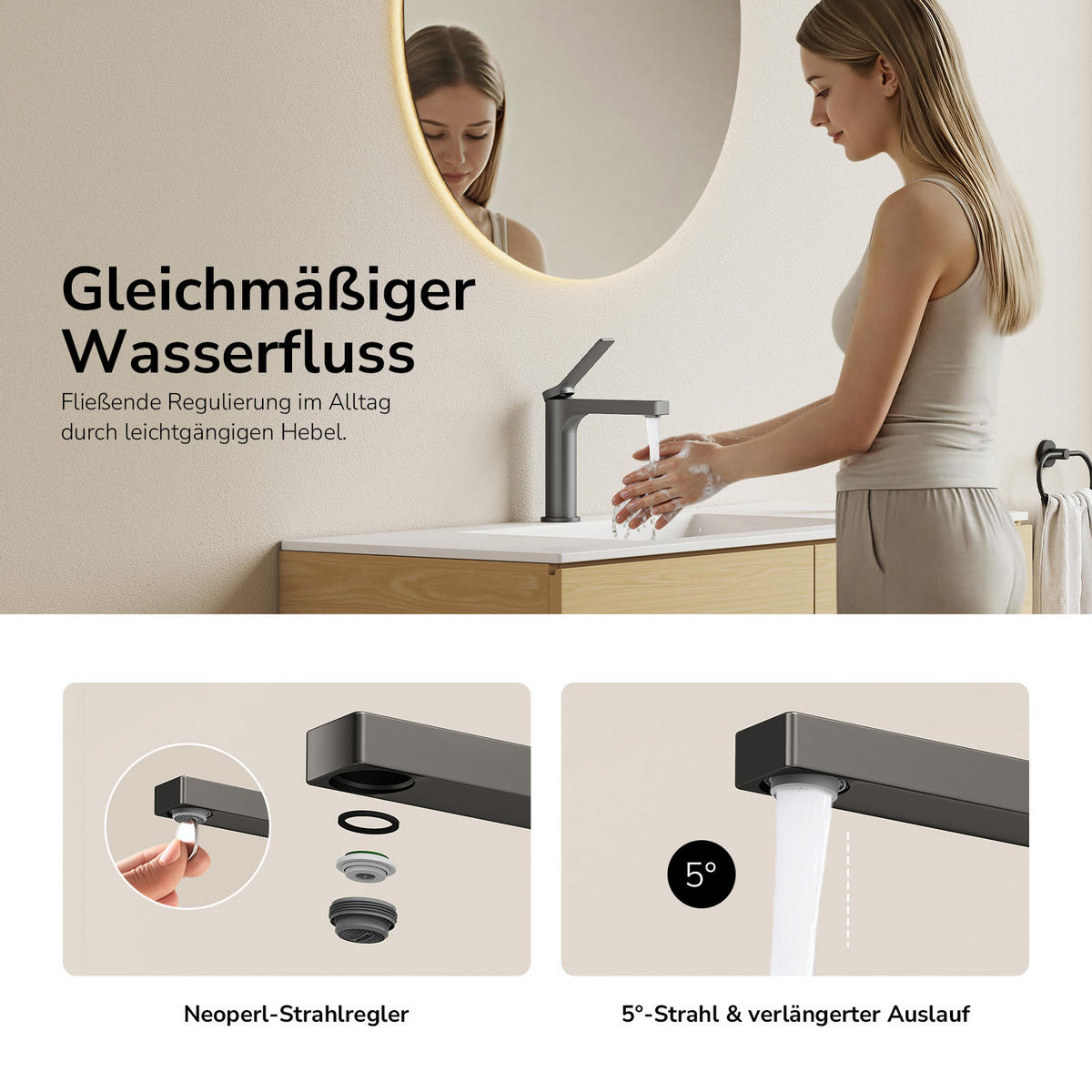 TVÄTTSTÄLLSBLANDARE Antracitgrå, 19,5/17,3/4,6 cm - Antracit, Metall (17.3/4.6/19.5cm) - EMKE
