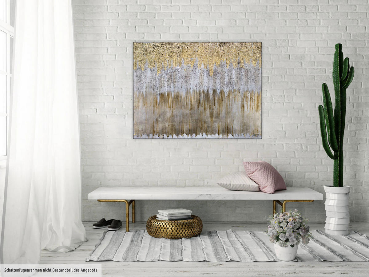 ACRYLBILD HANDGEMALT 100/75 cm - Goldfarben, Holz/Textil (2.32/75cm) - KUNSTLOFT
