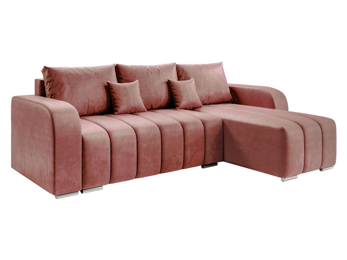 ECKSOFA Pufetto - Silberfarben/Rosa, Holz/Textil (244/147cm) - MIRJAN24