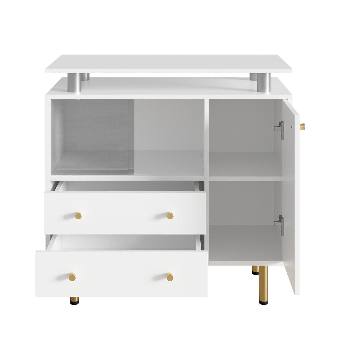 SIDEBOARD Weiß 80/35/80 cm - Weiß, Glas (80/80/35cm) - PANGIVO