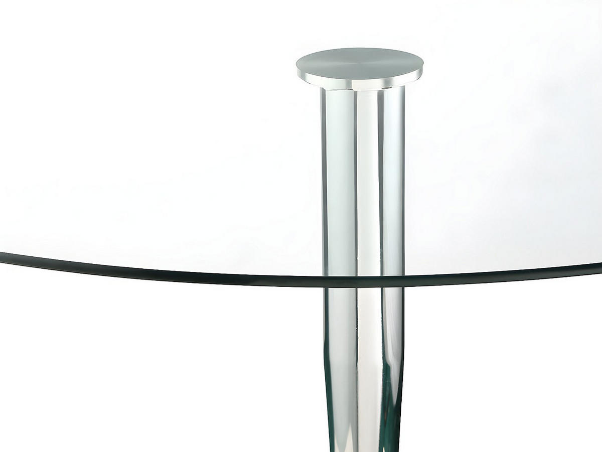 ESSTISCH rund - Sicherheitsglas & Metall - NOLAN - Silberfarben, Glas (110/110/76cm) - Vente-Unique
