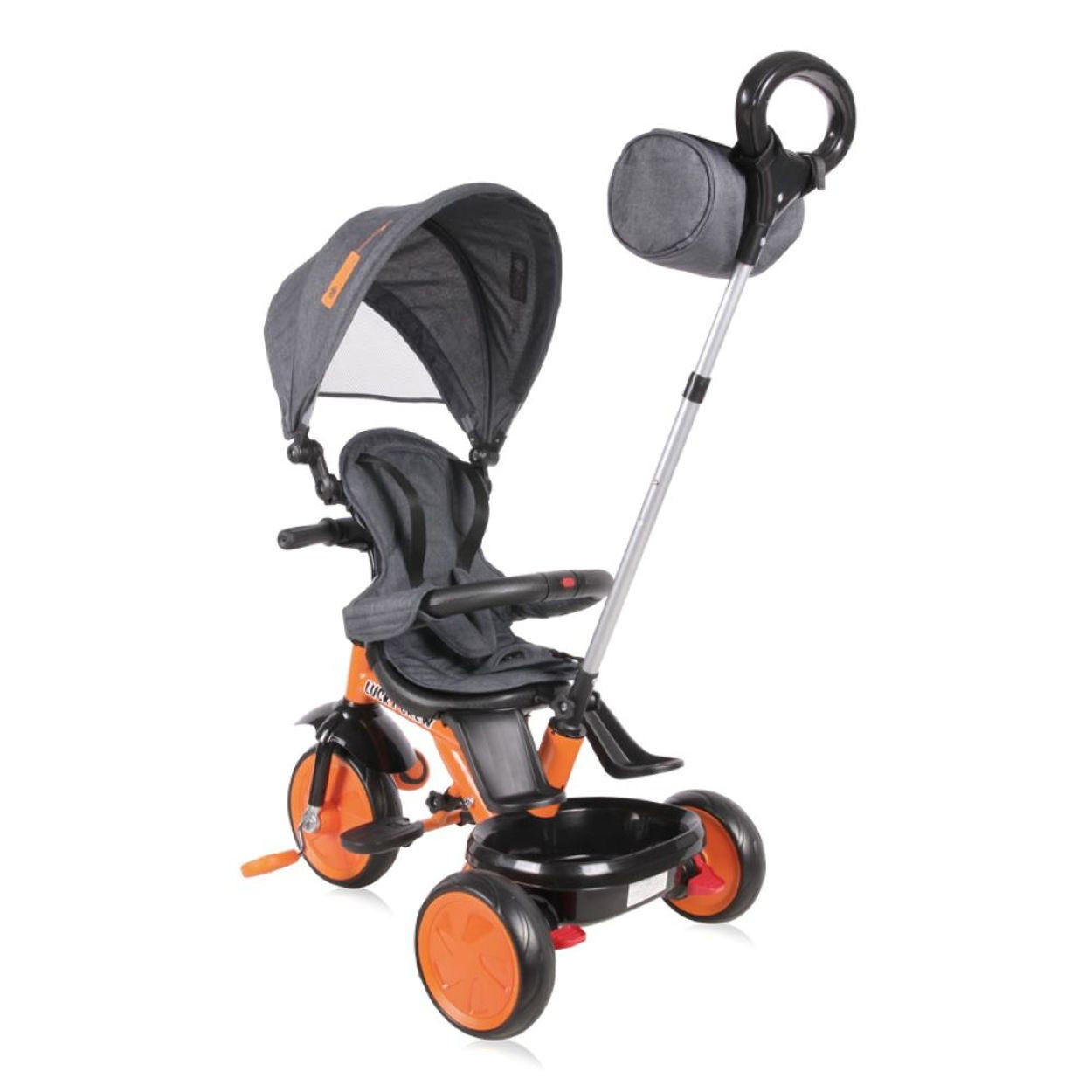 DREIRAD 4 in 1 Lucky orange Tasche Fußstütze verstellbarer Sitz Klingel - Orange, Metall (102/49/101cm) - Lorelli
