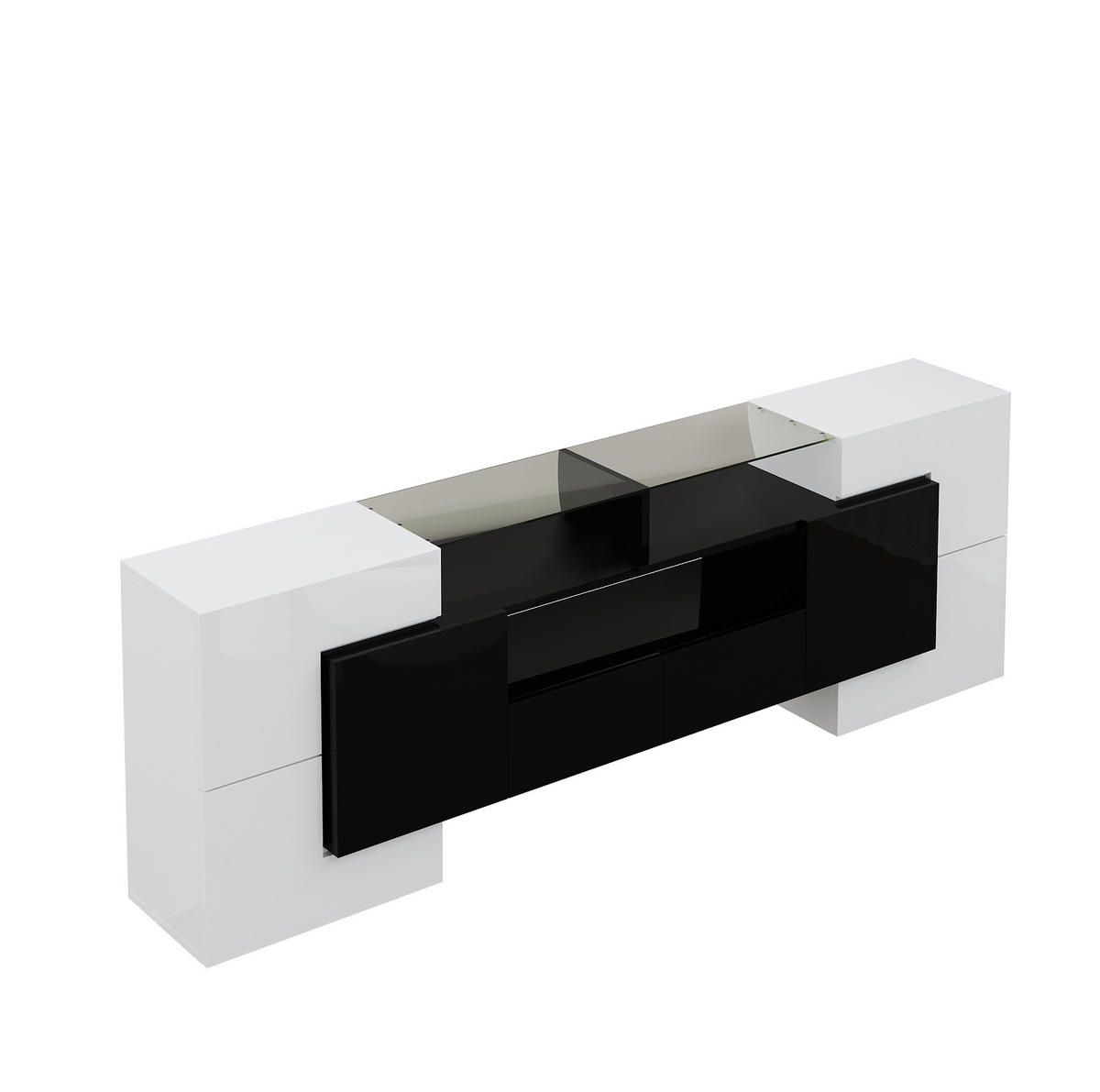 TV-ELEMENT mit LED 200 x 35 x 60 cm Weiß Schwarz - Schwarz, Holzwerkstoff (35/60/200cm) - Beauniv