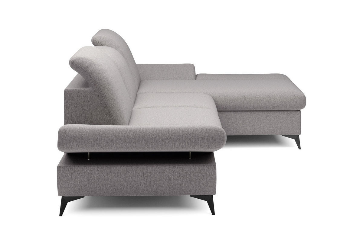 ECKSOFA FELICE R-S Grau Geflochtener Stoff mit Schlaffunktion - Grau, Holz (284/166cm) - MASSENO