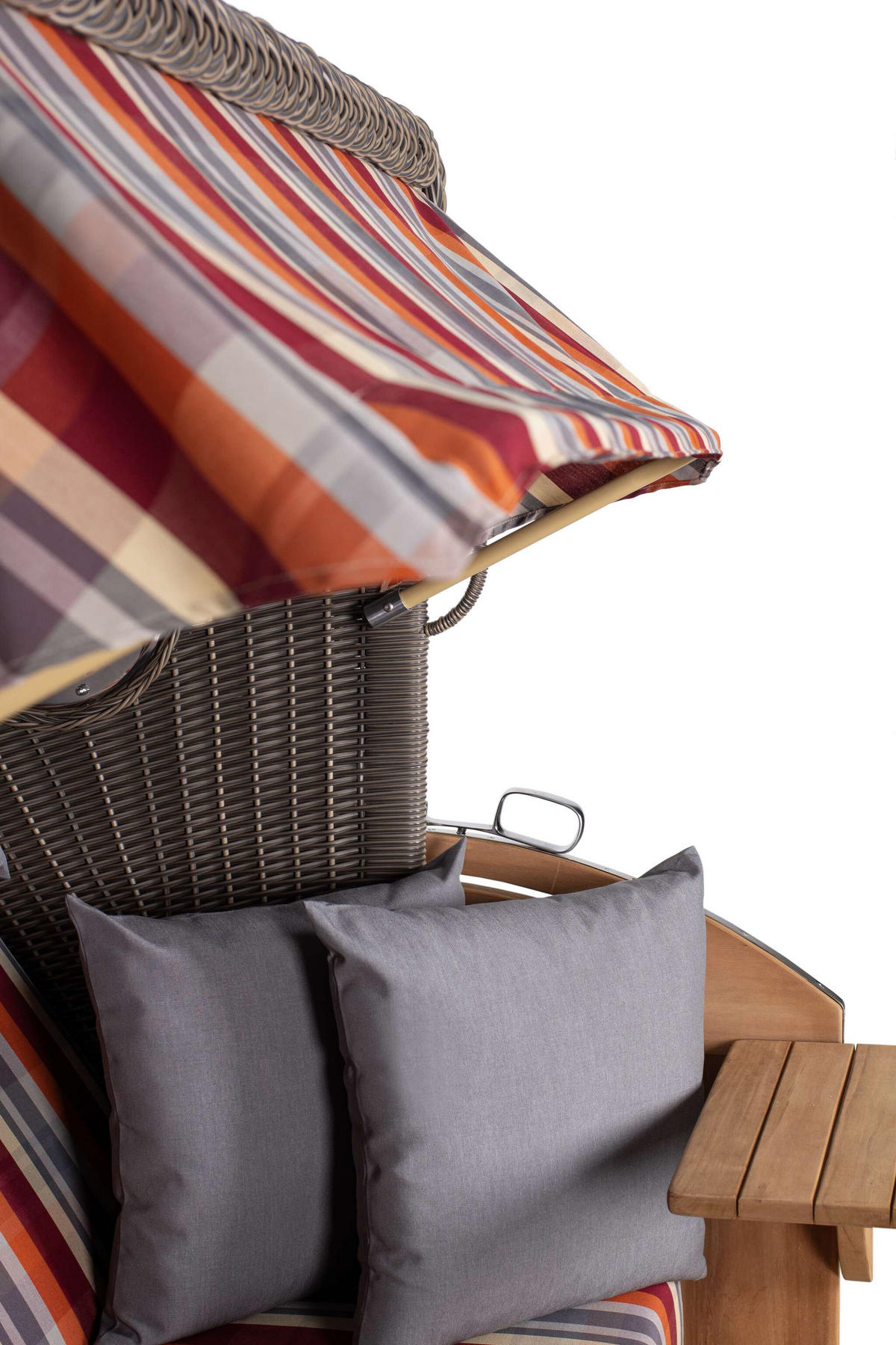 STRANDKORB XL Schillig Bullauge - Rot/Braun, Metall (142/170/95cm) - Mr. Deko