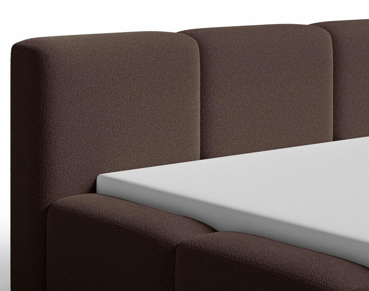 POLSTERBETT Como 140x200 cm mit Bettkasten, Lattenrost und Kopfteil - Bouclé Braun - Braun, Holz/Textil (140/200cm) - Chilly
