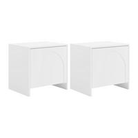 2ER-SET Nachttische mit 1 Tür - Weiß - NALYRA - Weiß, Holz (52/50/40cm) - Vente-Unique