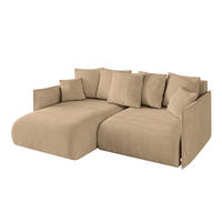 ECKSOFA Ottomane links ONESK-L 216x177x72 Beige Velours - Beige, Holzwerkstoff/Kunststoff (216/177cm) - ALTDECOR