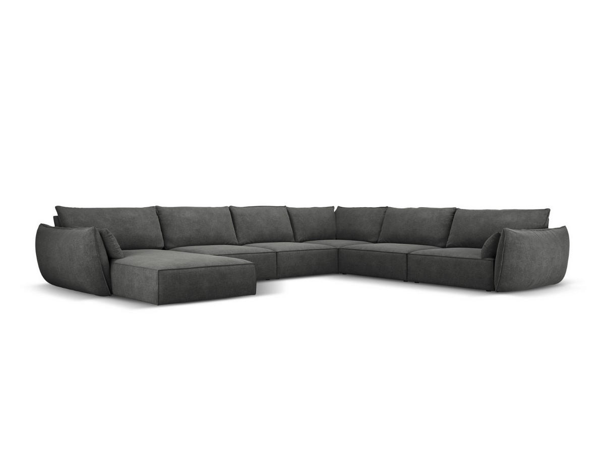 PANORAMASOFA rechts Kaelle aus Chenille-Stoff dunkelgrau 8 Sitzplätze - Dunkelgrau, Textil (284/85/384cm) - Micadoni