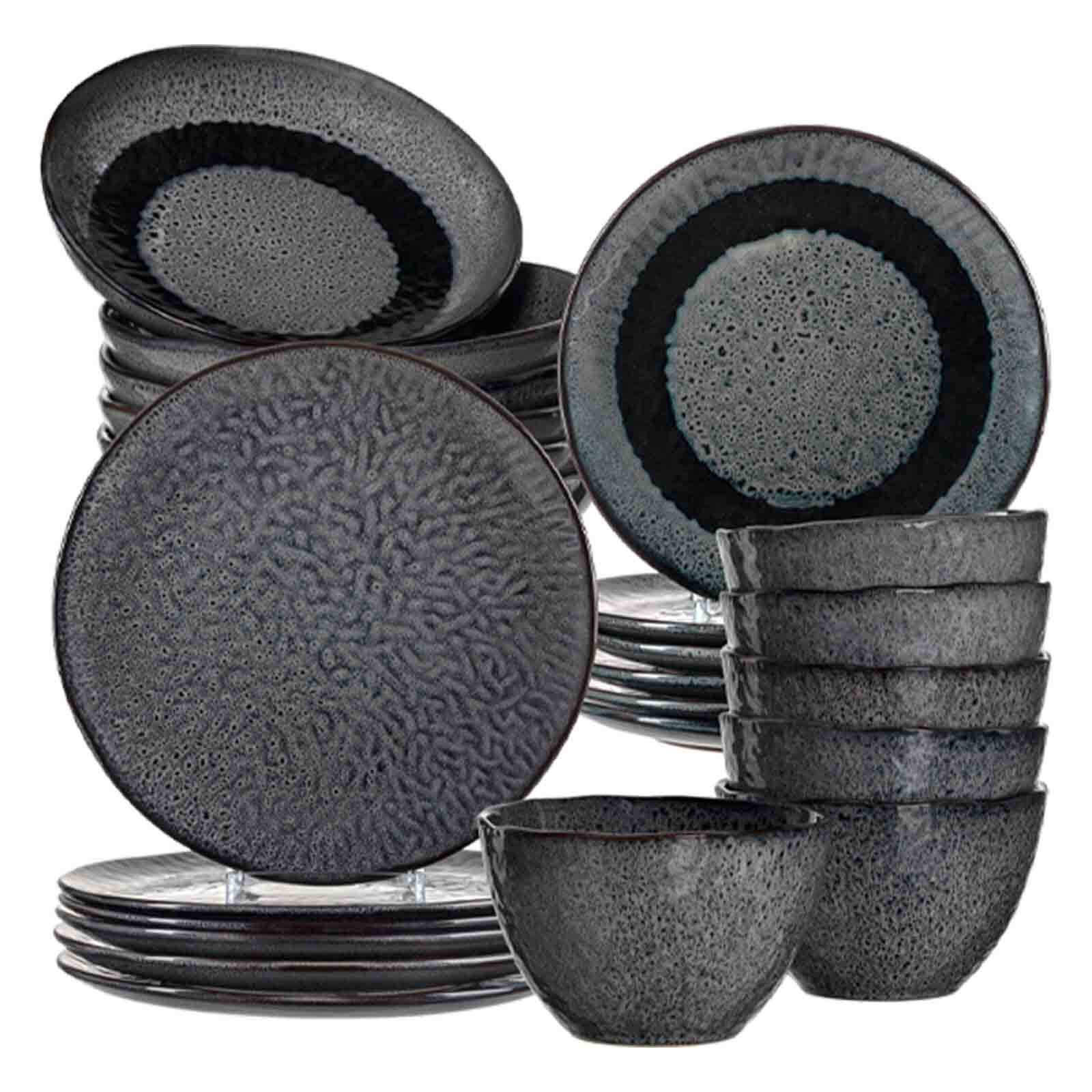 TAFELSERVICE Matera Anthrazit 24-tlg. - Anthrazit, Keramik (2/2/2cm) - Leonardo Living