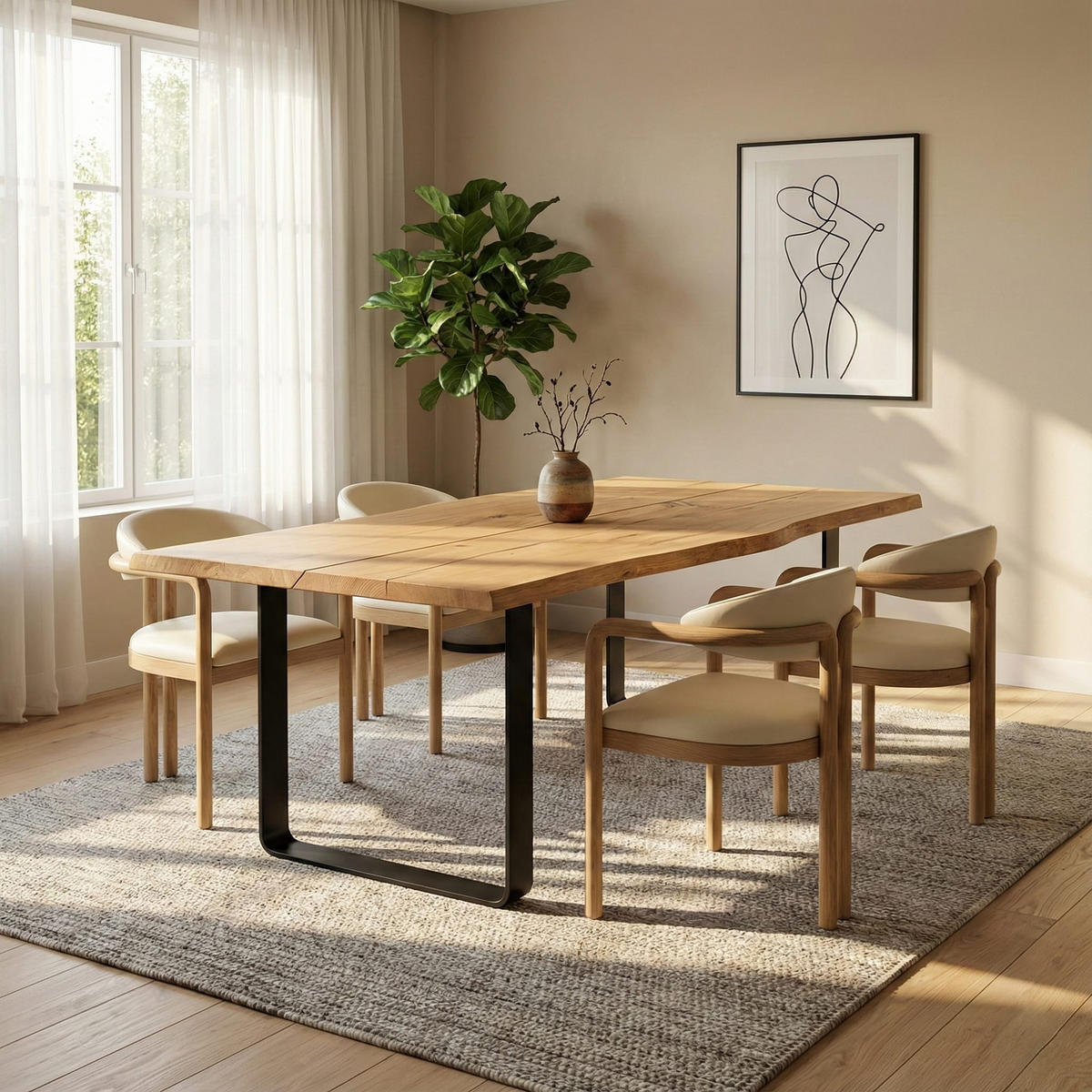 ESSZIMMERSTUHL Nature, Natur Massiveiche - Beige, Holz (58/77/59cm) - WOODEK