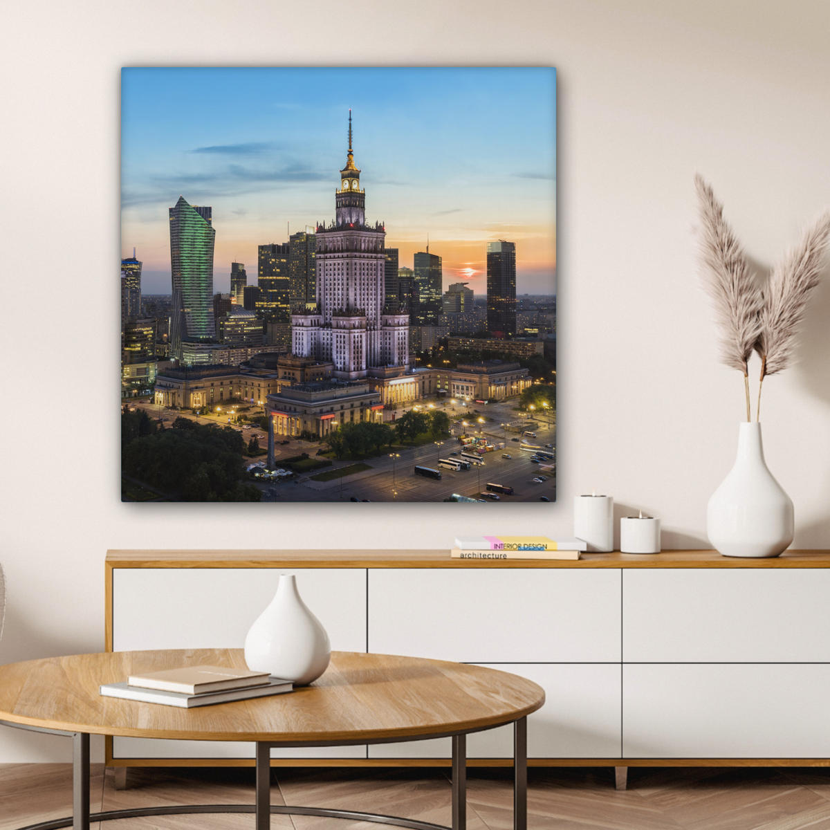 LEINWANDBILD Polen - Sonne - Warschau 90x90 cm - Blau, Textil (90/90cm) - MuchoWow