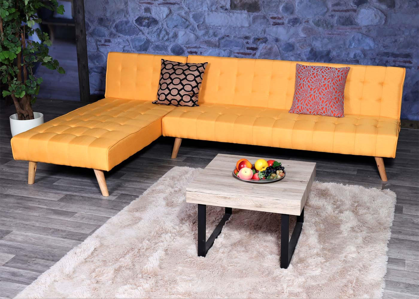 ECKSOFA Gelb - Gelb, Textil (256/176cm) - MCW