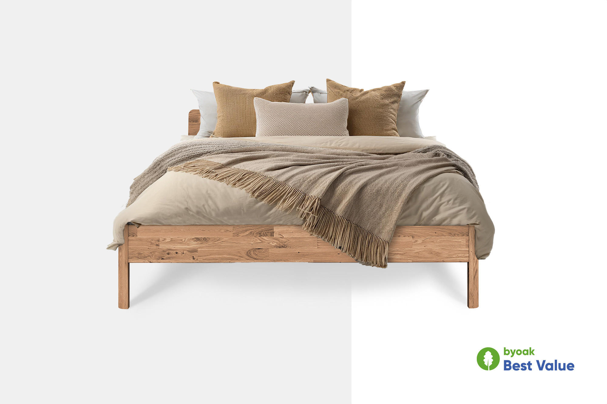 MASSIVHOLZBETT PENNY 200x200 MIT HOLZKOPFTEIL Wildeiche - Wildeiche, Holz (200/200cm) - byoak