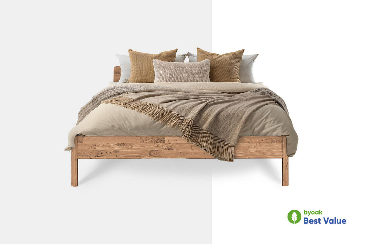 MASSIVHOLZBETT PENNY 200x200 MIT HOLZKOPFTEIL Wildeiche - Wildeiche, Holz (200/200cm) - byoak