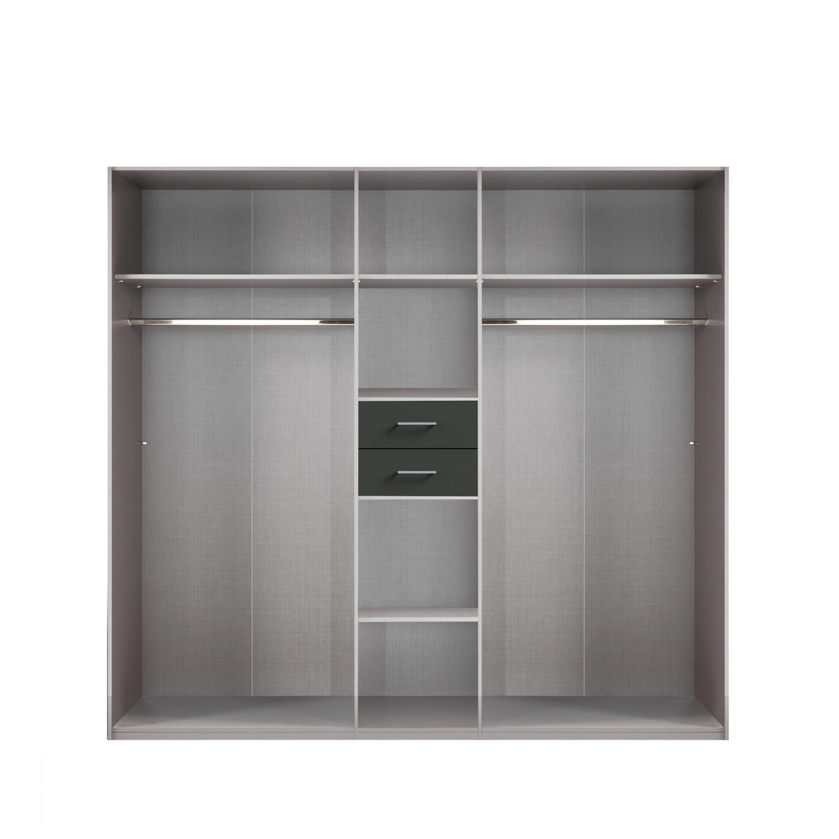 DREHTÜRENSCHRANK Kleiderschrank B225/H208/T58 cm mit Schubkästen & 2 Spiegeltüren, Eiche Dekor mit Absetzungen in Grafit / 22592 - Eichefarben/Silberfarben, Holzwerkstoff/Kunststoff (225/208/58cm) - luma-home