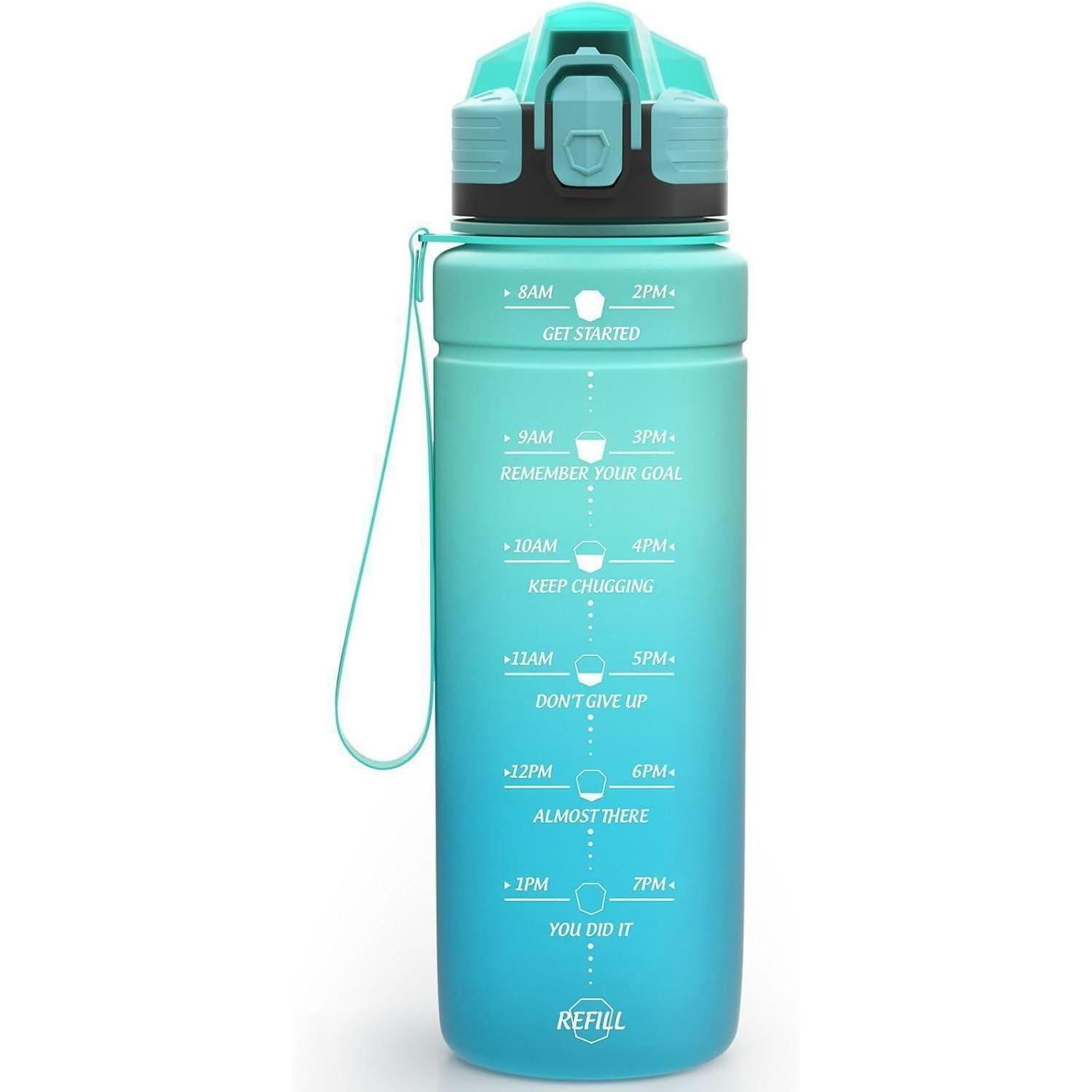 TRINKFLASCHE 1000 ml BPA-frei mit Zeitmarkierung - Türkis, Kunststoff (8/8cm)