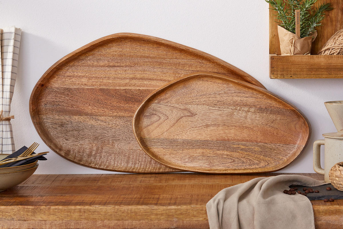 DEKORATION AMAZONAS Mango Natur 56/40 cm 2er Set - Naturfarben, Holz (3cm) - riess-ambiente