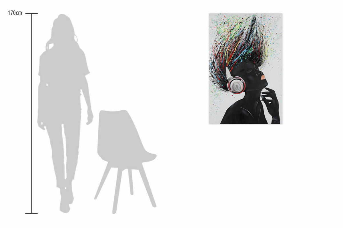 ACRYLBILD HANDGEMALT 60/90 cm - Multicolor/Schwarz, Holz/Textil (1.3/90cm) - KUNSTLOFT