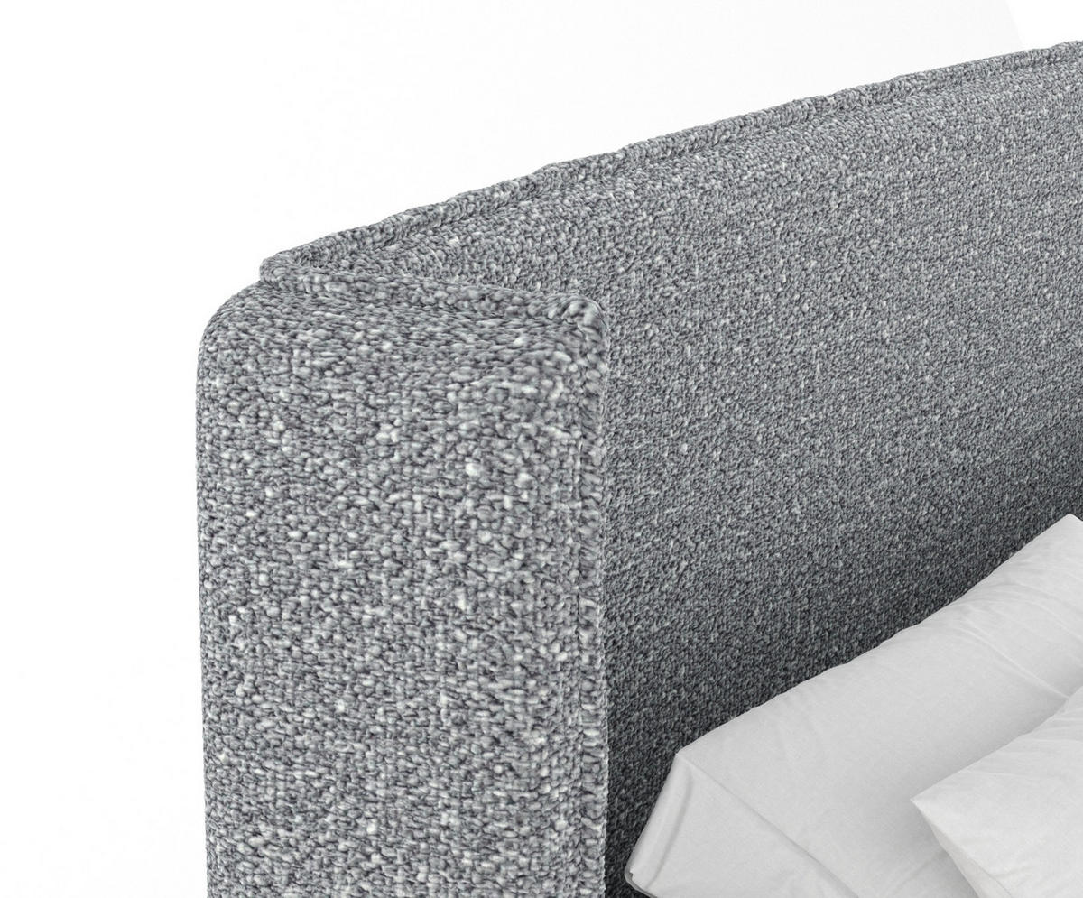 BOXBETT Skyline Grau 180/200 cm mit Matratze und Topper - Schwarz/Grau, Holz/Holzwerkstoff (180/200cm) - Maison de Reve