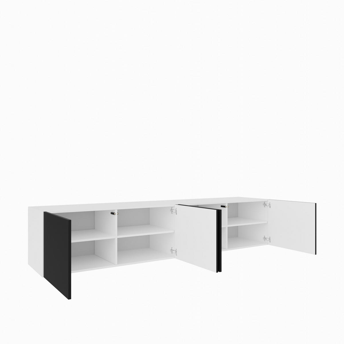 LOWBOARD MIVO 200/41/40 cm, Hängender TV-Schrank Weiß / Schwarz - Schwarz/Weiß, Holzwerkstoff (200/41/40cm) - MASSENO