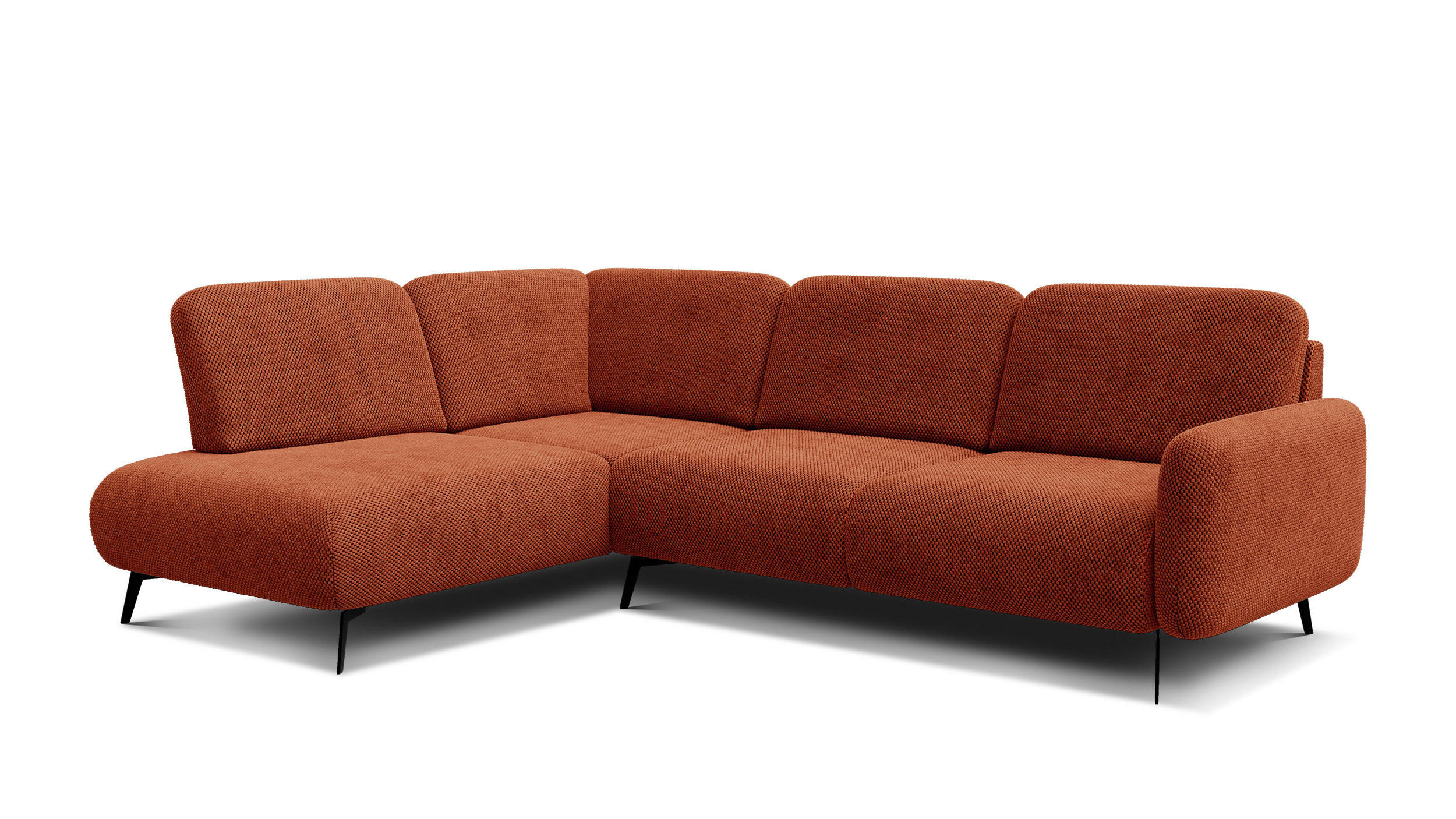 ECKSOFA FEBE 5-Sitzer links, dunkelorange - Dunkelorange/Schwarz, Holz/Textil (271/190cm) - Courtois Laville
