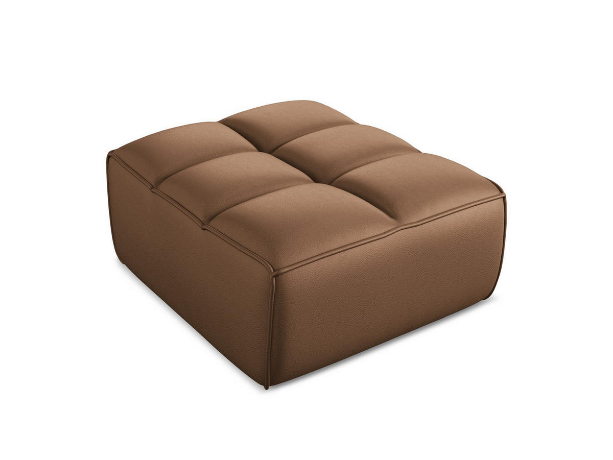 POUF Kunstleder Braun - Lila/Schwarz, Leder/Kunststoff (80/43/93cm) - Makamii