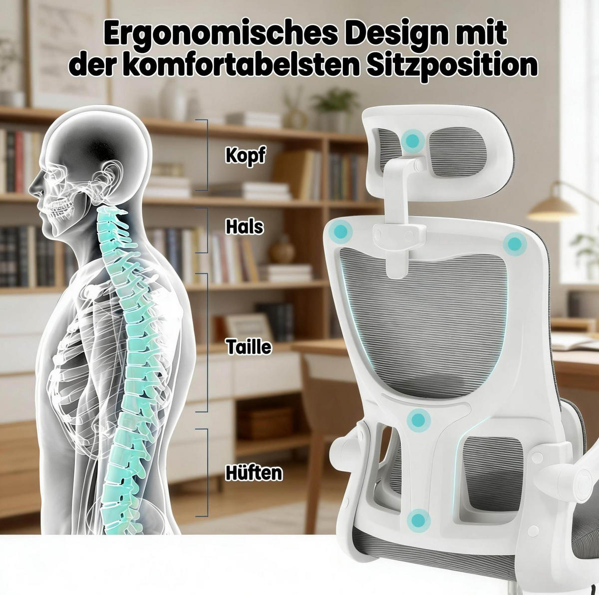 DREHSTUHL 69,5/62/116-123,5 cm grau aus Mesh, Metall und PU mit Armlehnen - Grau, Kunststoff (67.5/123.5/62cm) - OKWISH
