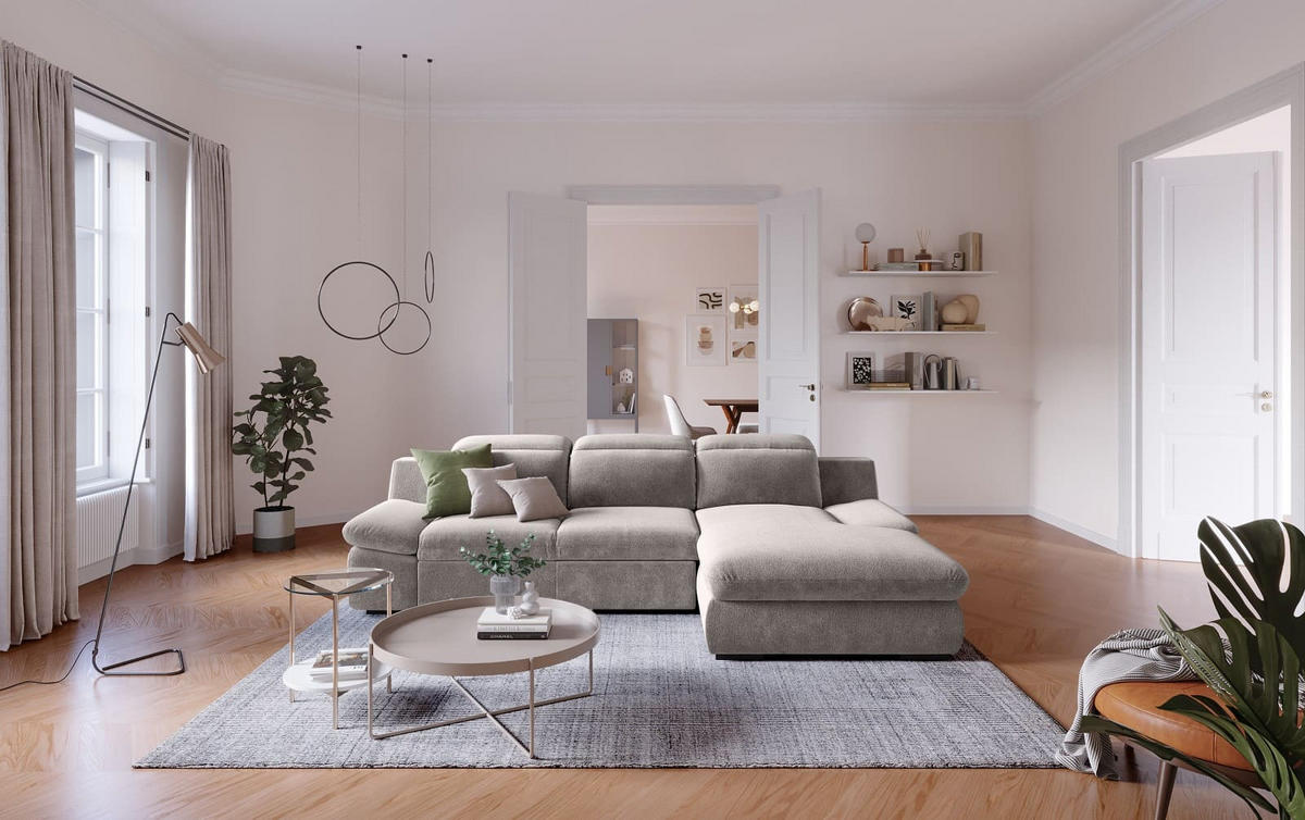 ECKSOFA mit Schlaffunktion und Bettkasten - Taupe, Kunststoff/Textil (168/276cm) - Cotta