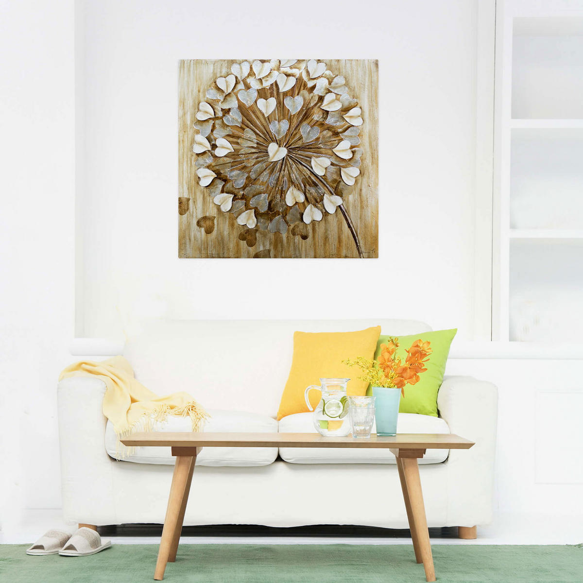ÖLGEMÄLDE 80/80 cm - Beige/Braun, Holz/Textil (1.6/80cm) - KUNSTLOFT