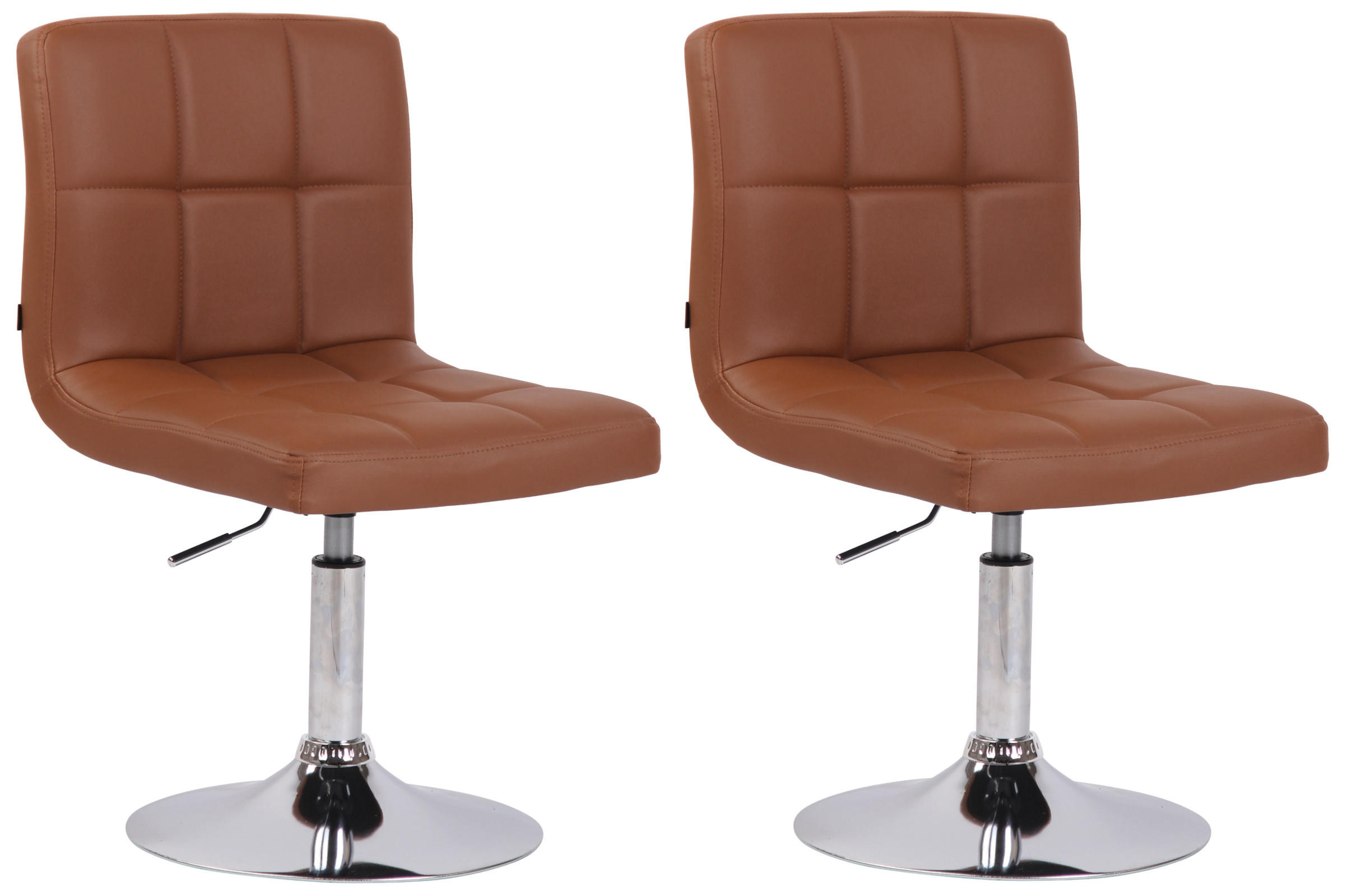 DREHSTUHL 2er Set Lederlook hellbraun - Chromfarben/Hellbraun, Textil/Metall (44/74/49cm) - CLP