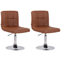 DREHSTUHL 2er Set Lederlook hellbraun - Chromfarben/Hellbraun, Textil/Metall (44/74/49cm) - CLP