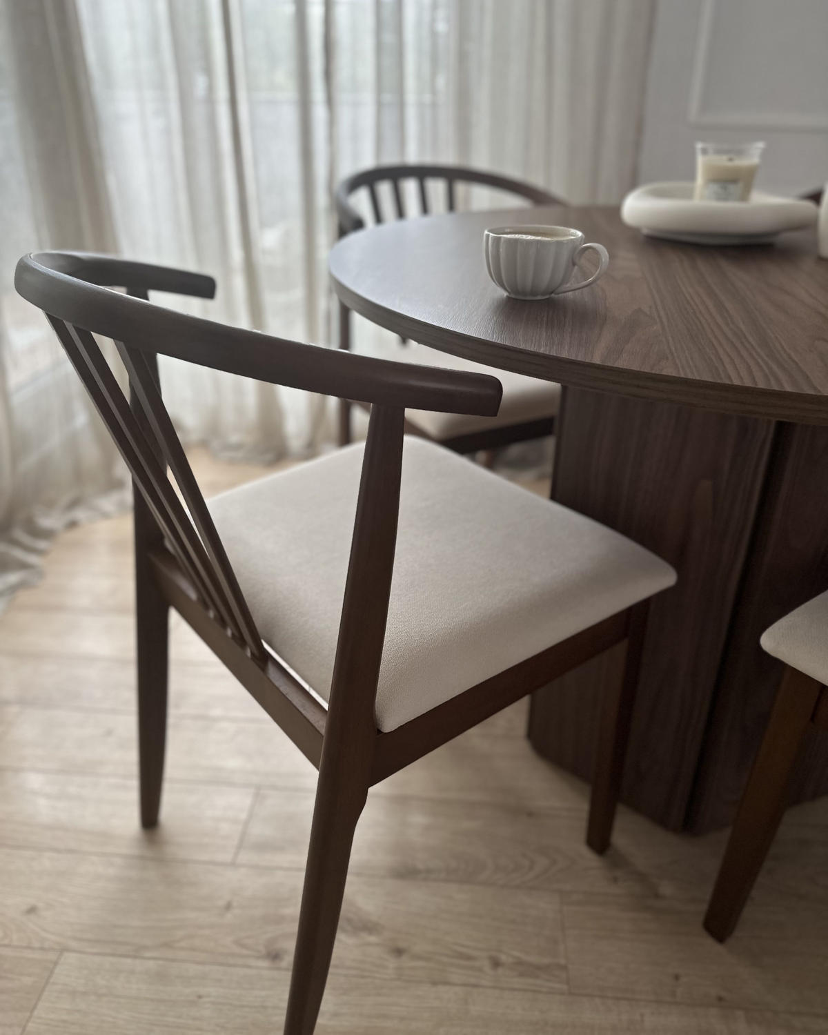 JÍDELNÍ ŽIDLE sada 2 ks Tmavší Odstín dřeva Craig - tmavě hnědá/béžová, dřevo (50/80/57cm) - Beliani