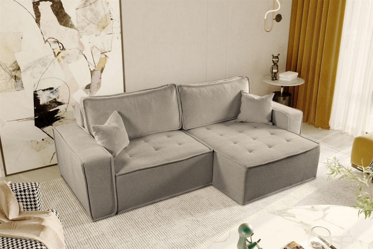 ECKSOFA Schlafsofa Flosi In Raven - Taupe, Holzwerkstoff/Textil (248/140cm) - Fun Möbel